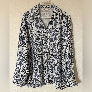 Tianello By Steve Barraza Blouse Women Floral Tencel/Rayon Blend Button Up Sz XL